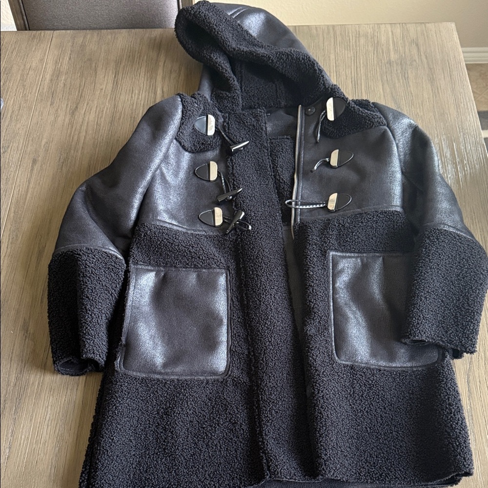Express Black Faux Shearling Coat